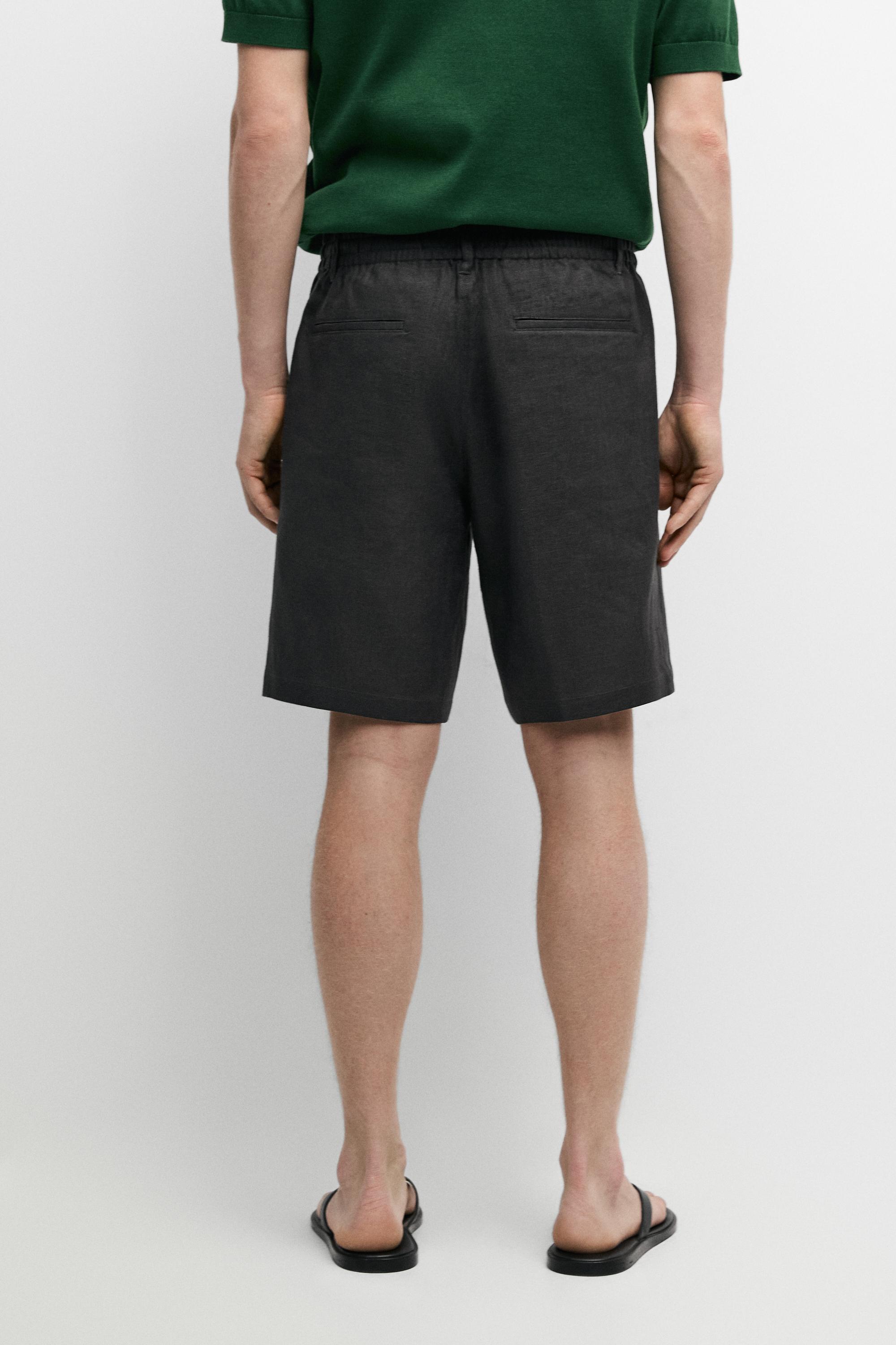 Bermuda en lin avec taille élastique pour un look complet